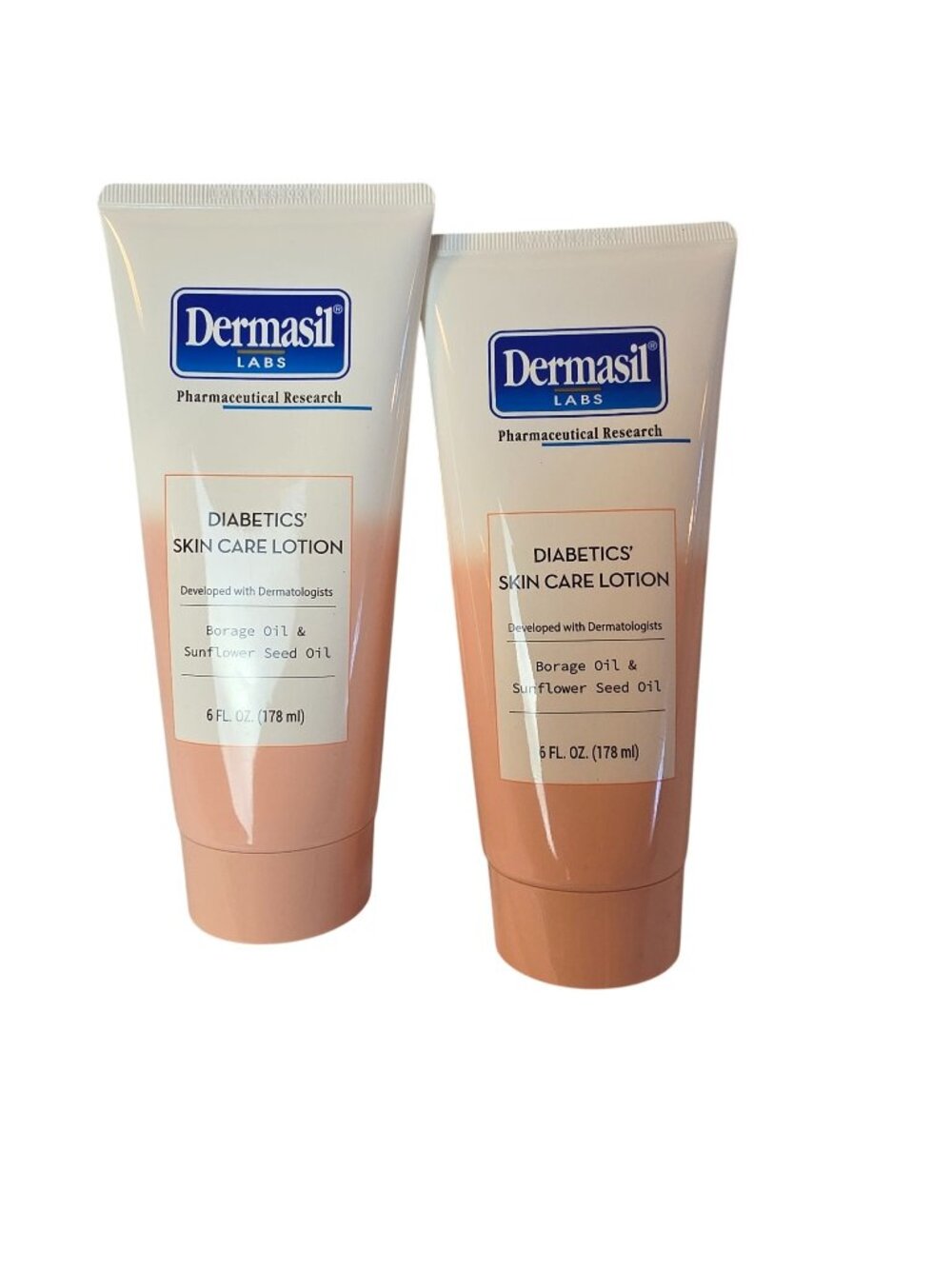 Dermasil Labs Diabetics Skin Care Lotion 6 fl oz Lot of 2 Borage Sunflower NEW